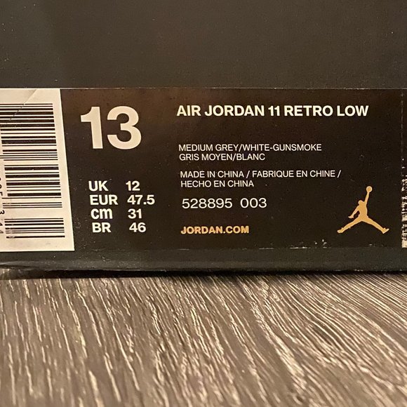 Grey & White Retro Low Air Jordans Men Size 13 US - Picture 5 of 7